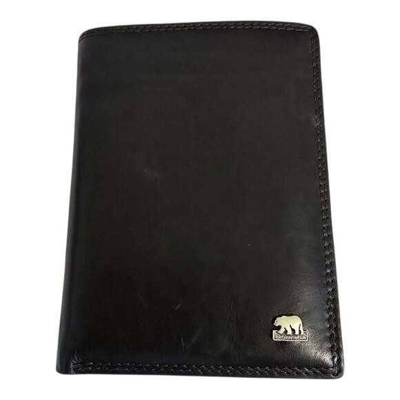 Brown Bear German Leather Wallet Bifold w/ Removable ID Holder in Black - Picture 1 of 13